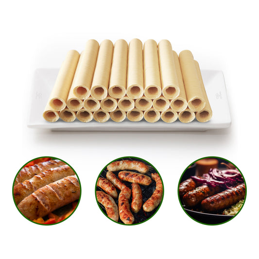 VONSYONG HALAL Sausage Casing, Grade A Edible Drying Collagen Sausage Casings for Flavorous Homemade Sausages 14m/46ft